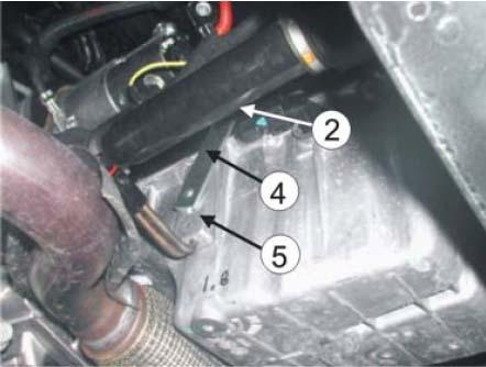 Fit the enclosed bolt () lock washer (3) and bracket (4) in the available threaded hole on the engine (A). Do NOT tighten the bolt.