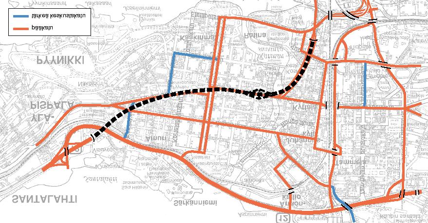 3 KARSITUT VAIHTOEHDOT Ensimmäisen suunnitelmaraportin nähtävilläolon jälkeen Ensimmäisen suunnitelmaraportin nähtävilläolon jälkeen läpikulkuliikenteen väylistä karsittiin jatkotarkasteluista