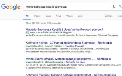 HAKUSANAMAINONTA TOI VERKKOSIVUSTOLLE HYVIN LIIKENNETTÄ Kesän aikana hakusanamainonnasta tuli yli 41 000 käyntiä