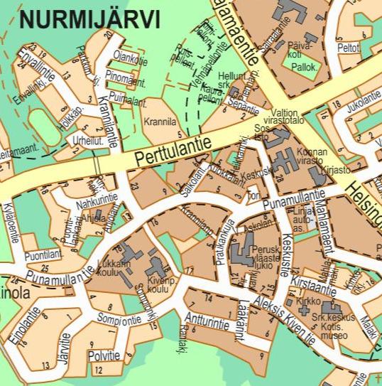 Sivu 2/6 Suunnittelualueen sijainti Suunnittelualue sijaitsee Nurmijärven Kirkonkylän torin länsipuolella, Punamullantien, Pratikankujan ja Krannilanpolun välisellä alueella.