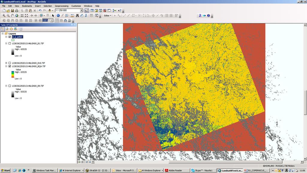 Landsat 8 image overlayed in Bothnia 2013 (Example Siikajoki