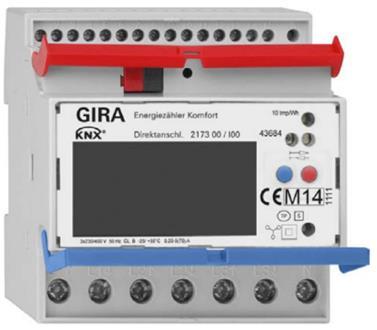 46 7.2.2 GIRA Gira KNX-energialaskuri Comfort (Kuva 28) toimii sähköisten mittausarvojen koontiyksikkönä. Sitä voidaan käyttää esimerkiksi koko talouden mittauspisteenä tai väli-/alalaskurina.