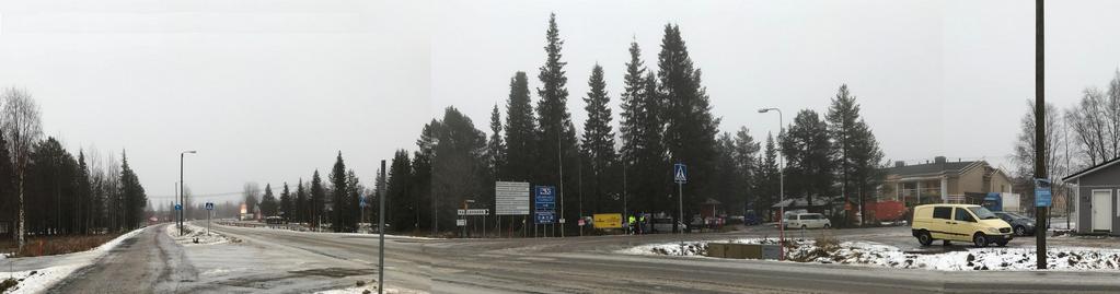 aluetta lähestyttäessä tietä pitkin.