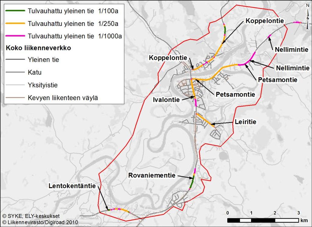 tulvavaarassa ainoastaan Ivalon taajaman tulvariskialueella.