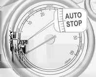 kytkettynä. Kierroslukumittarin osoittimessa näkyy Autostop, kun AUTOSTOP on toiminnassa. Autostop-toiminnon ollessa aktivoituna lämmitys- ja jarrujärjestelmän suorituskyky säilyy ennallaan.