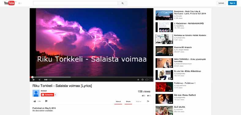 Esimerkissä lisätään upotettu video Youtubesta.