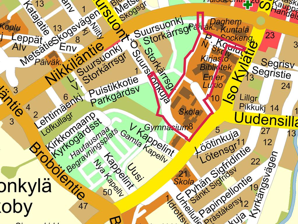 Kaava-alueen sijainti unnan oastalla Sioon unnan mittaus- ja iinteistöysiö.