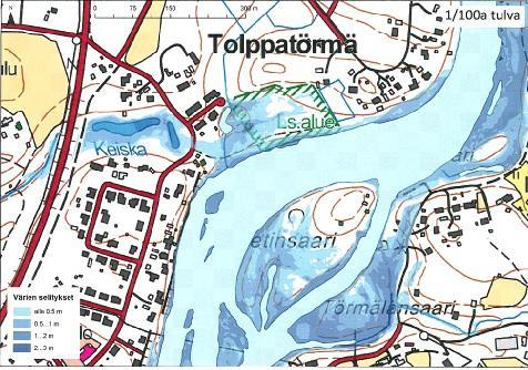 564-2285 Asemakaavan muutos, Törmäntie 38 ja 42 Suomen ympäristökeskuksen julkaiseman Ympäristöoppaan "Tulviin varautuminen rakentamisessa" (v.