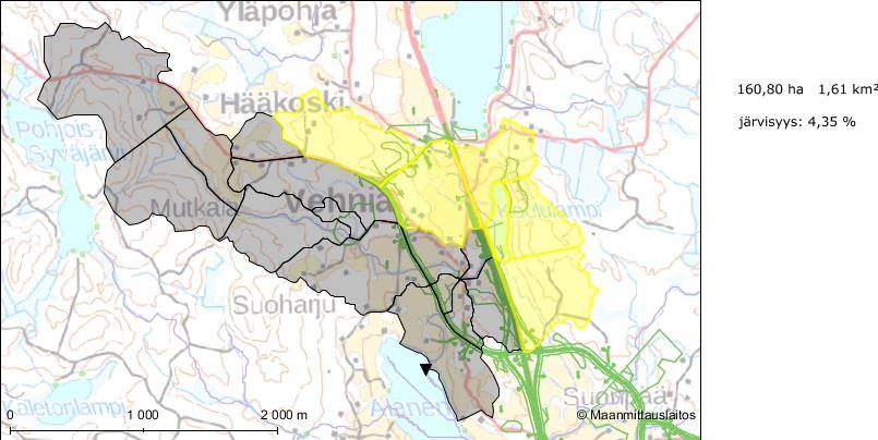 Sivu 5 3.4 VT4:N ALITTAVA RUMPU VT4.n nykyisen olemassa olevan rummun valuma-alueen koko on mitoituksen pienin, 1,61 km².