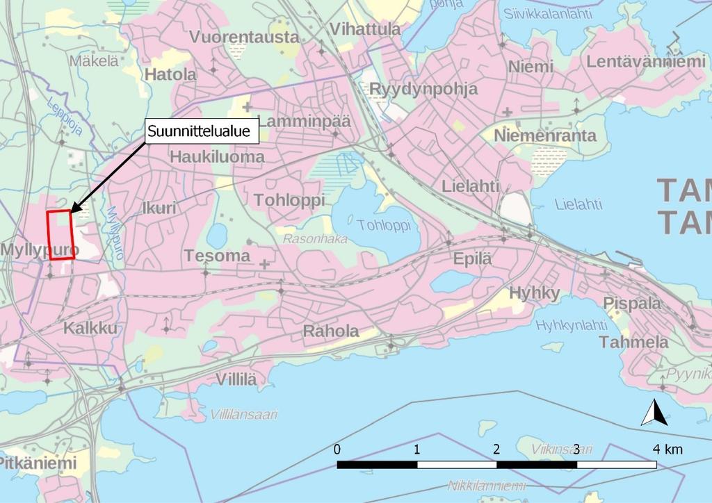 AK7 hulevesiselvitys 26.2.21 2 (19) 1 Johdanto 1.1 Suunnittelun lähtökohdat ja tavoitteet Tässä työssä on laadittu hulevesien hallintasuunnitelma Tampereen yllypuron asemakaavan 7 muutosalueelle.