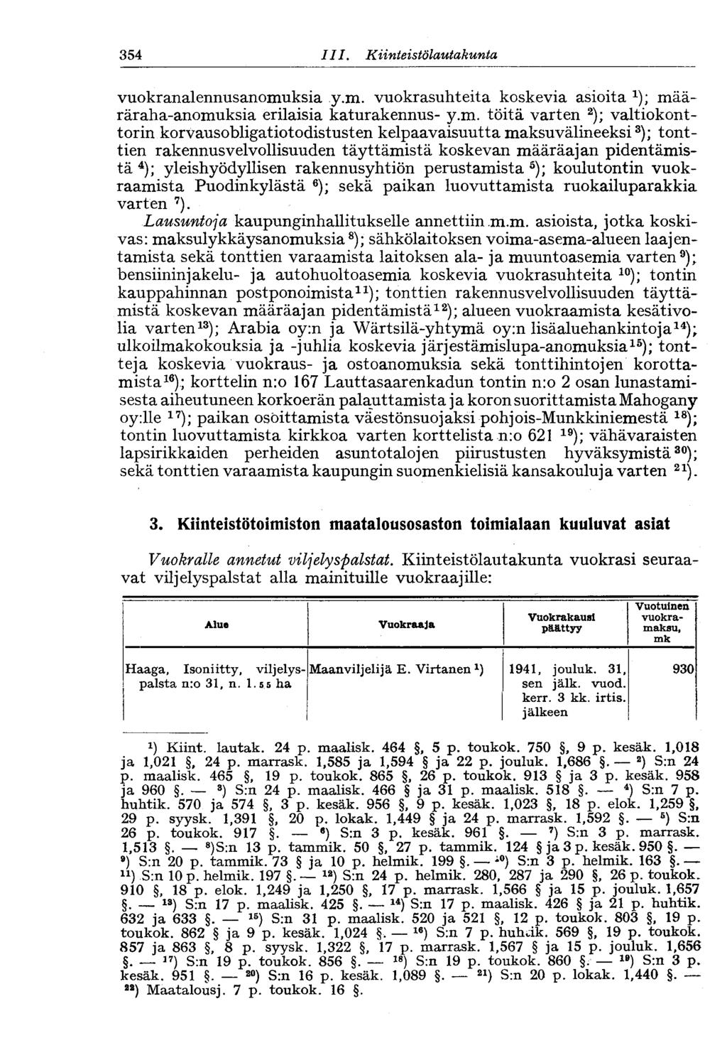 354 II I. Kiinteistölautakunta vuokranalennusanomu