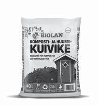 Komposti- ja Huussikuivike on tutkitusti hyvä seosaine kotitalouskompostointiin.