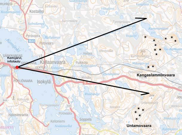 Kuva 103. Viereisten kuvien 104 ja 105 kuvauspaikka ja -sektori. Kuva 104.