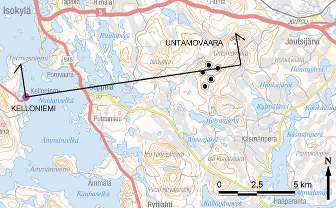 Ilmakuva Maanmi auslaitos lupanro 177/MML/12 Kuva 116. Alla olevan maastopoikkileikkauksen leikkauskohta.