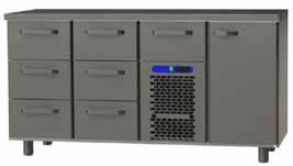 BAARIMESTARIN TYÖPÖYTÄ, Restmec TUOTEKOODI MITAT (mm) KOKONAISTEHO LISÄTIETOJA BM-0803 800 x 650 x 900 0,4 kw / 230V 3 laatikkoa, jääpala-allas ja pullokouru 2,035
