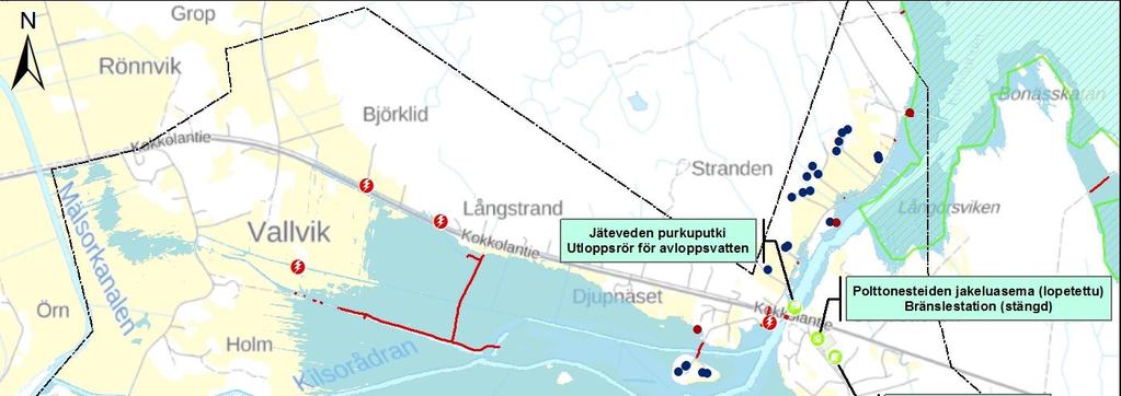Kuva 13. Kunin alueen tulvariskikartta jääpatotulvalla. Kuvatulle tulva-alueelle leviävät vain suurimmat 1 % kaikista mallinnetuista tulvista. 6.