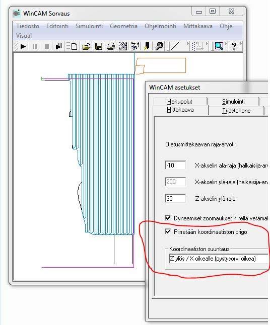 Tämä helpottaa piirtämistä ja nollapisteen siirtoja. 3.2.2 versiossa paranneltiin uranpistotoimintoja käytettäessä tyypin Ulkopisto työkalua varsikulmilla 180 ja 270.