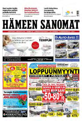 Jättiboxi 468 x 400 px 320 /viikko SANOMALEHTIDUO Forssan Lehti + Hämeen Sanomat tavoittavat alueelta yhteensä 90 000 ostovoimaisinta lukijaa joka päivä.