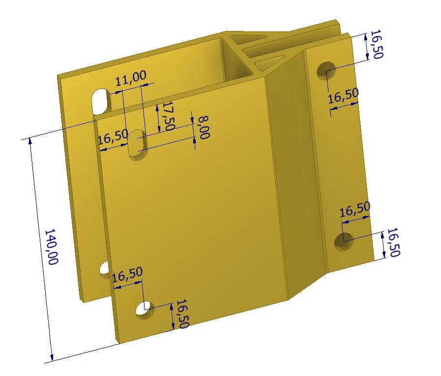 2 Figure 2 Bolt hole placement and extrusion length for large custom self-weight + wind profile. All bolts size M10.