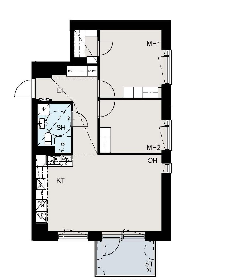 HUONEISTOT 25 64,5 m 2 3h + k HUONEISTOT A34 6. kerros A40 7.