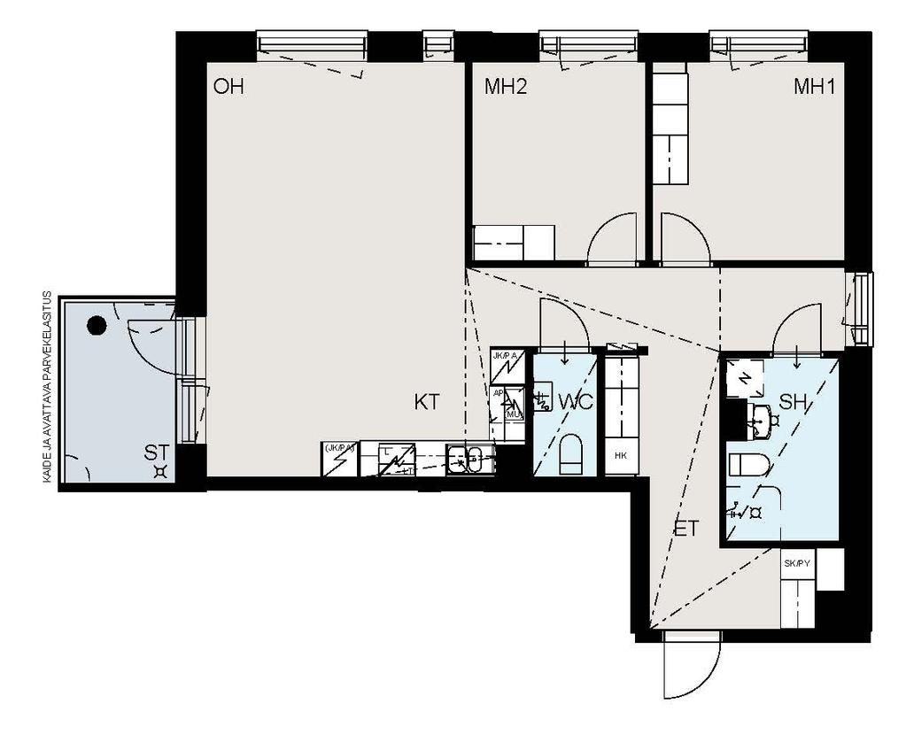 HUONEISTOT 29 77,5 m 2 3h + k HUONEISTOT A11 3. kerros A17 4.