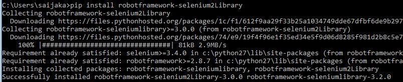 11 Kuva 8. Selenium2-kirjaston asennus.