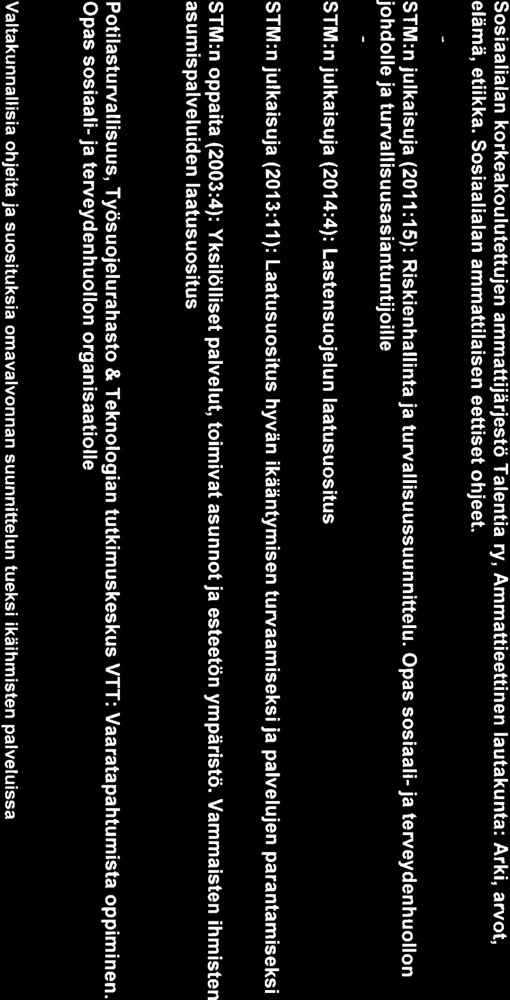 LOMAKKEEN LAADINNASSA ON HYöDYNNETTY SEURAAVIA OPPAITA, OHJEITA JA LAATUSUOSITUK- SIA: Sosiaalialan korkeakoulutettujen ammattijärjestö Talentia ry, Ammattieettinen lautakunta: Arki, arvot, elämä,