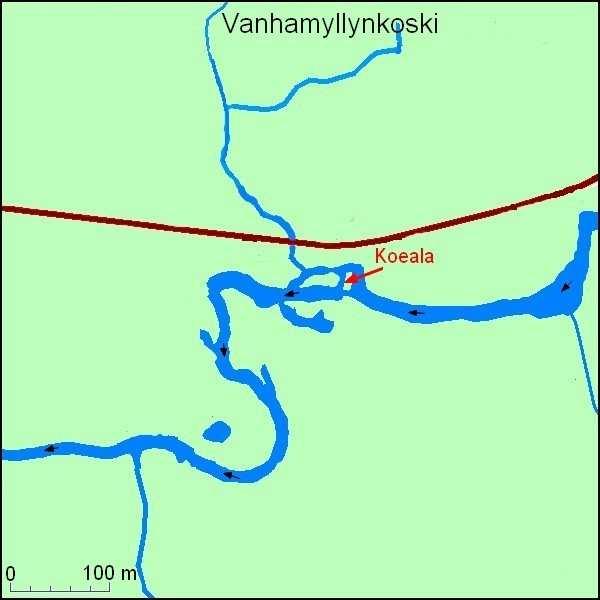 24 3.8 Vanhamyllynkoski Vanhamyllynkoski sijaitsee Solakoskesta noin 2,2 kilometriä ylävirtaan.