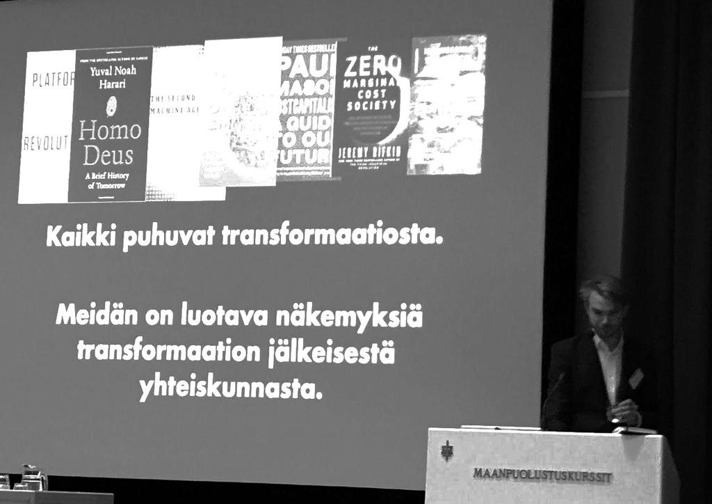 Esimerkki: Tekoälyn Maanpuolustuskurssi (EK 53) Tekoälyn maanpuolustuskurssilla Demos Helsinki kuvasi päättäjille tekoälyn ja koneoppimisen yhteiskunnallisia vaikutuksia ja mahdollisia