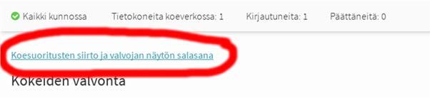 päätyttyä tai viimeisen kokelaan poistuttua valvoja tekee seuraavat toimenpiteet tässä järjestyksessä: Sammuttaa mahdolliset valvojien koneet ja koetehtävien katsomiseen käytetyt koneet.