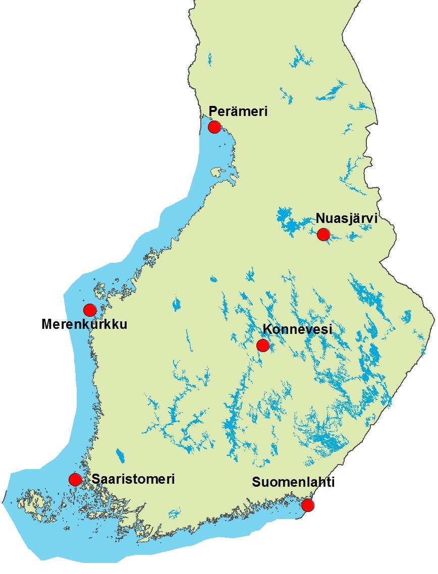 Kesällä vedet kylmiä Pintaveden lämpötilat