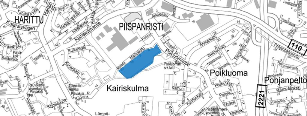9 % 13 Koululaisia 4 % 6 Vertailualue: Mallaskatu Skanssin asuinalueen eteläosa liittyy laajempaan katuverkkoon Piispanristintien kautta.