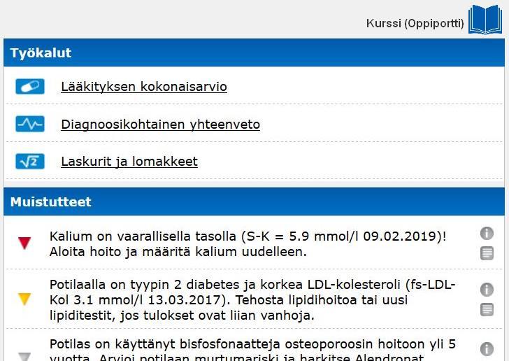 40 Kuva 11. Käyttöliittymäehdotus itseopiskelukurssin linkin sijoittamisesta päätöksentuessa.