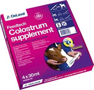14 (23) KUVA 5. Colostrum supplement (Ylönen, 2017.) Tuote sisältää: Raakakuitu 0,1 % Raakavalkuainen 9,0 % Raakaöljy 9,5 % sis.