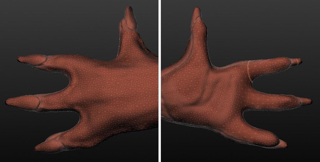 20 Kuva 14. Hahmon kädet ennen re-topology käsittelyä.