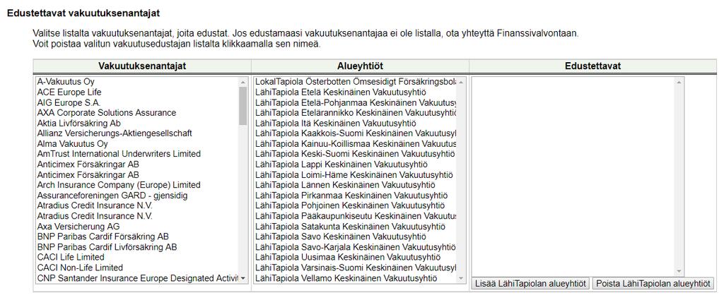 4 / 10 5. Valitse edustettavat vakuutusyhtiöt.