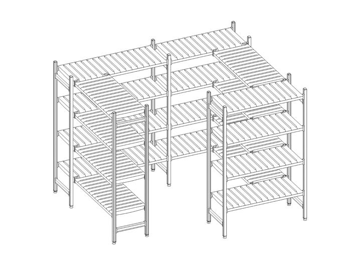 Mitat TONON-hyllyjärjestelmästä saa rakennettua lukemattomasti eri kokoonpanoja, jotka saadaan sopimaan kaikenlaisiin kylmä-/varastotiloihin tilojen muodosta ja koosta riippumatta.