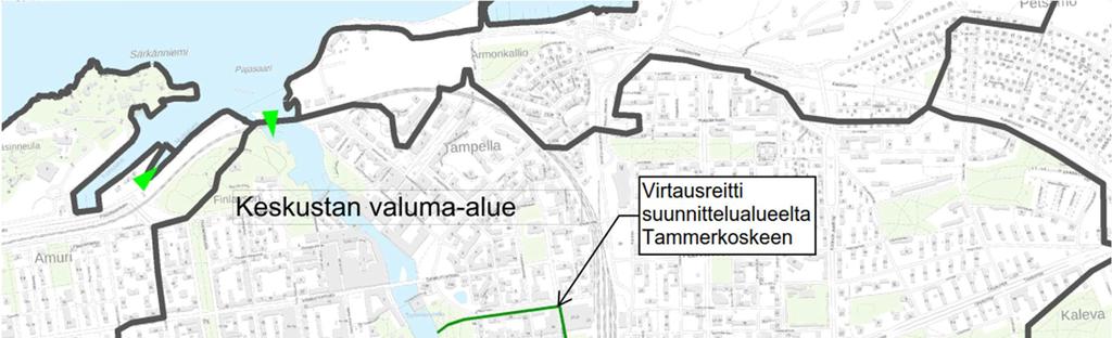 2.3 Valuma-alueet ja virtausreitit Raportti 4/0 Suunnittelualue on osa keskustan valuma-aluetta 4.