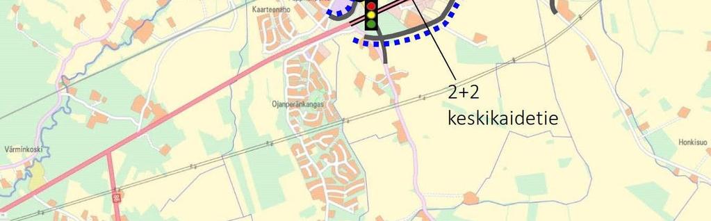 -kaistainen keskikaidetie ja Haaransillan nykyinen kiertoliittymä parannetaan eritasoliittymäksi (vuoden 2015 selvityksen mukaan Haaransillan kiertoliittymä parannetaan ensivaiheessa