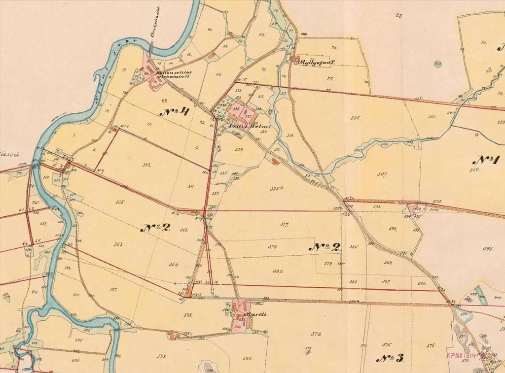 Maanmittaushallituksen uudistusarkisto, Isojaon järjestely 1912. 2.4.1. HURSKALAN KANTATALOT Vuonna 1540 Hurskalassa oli kolme taloa. Kontti, Pöppö ja Salli.