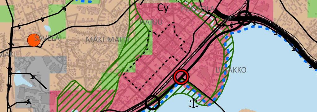 01:175 / KAUPPAKATU 13 / ASEMAKAAVASELOSTUS (12) Ote Jyväskylän yleiskaavasta Yleiskaavan täydennysrakentaminen ja kestävä liikkuminen -kartassa (6/7) suunnittelualue on osoitettu ensisijaisen