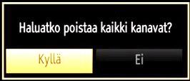 Voit valita taajuusalueet tästä ruudusta. Korosta näkyvät rivit tai -painikkeella. Voit syöttää taajuuden manuaalisesti numeronäppäimillä kauko-ohjaimessa.