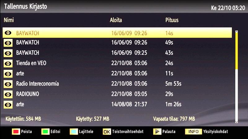 Musiikin toisto USB-muistin kautta Kun valitset Musiikin päävalinnoista, käytettävissä olevat äänitiedostot suodatetaan ja listataan tälle kuvaruudulle.
