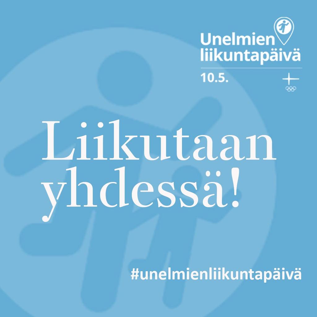 Valtakunnallisena Unelmien liikuntapäivänä 10.5. Salossa tarjolla jokaiselle jotakin Facebookissa tapahtuma: Unelmien liikuntapäivä Salossa Kaikki Salon tapahtumat luettavissa os. www.