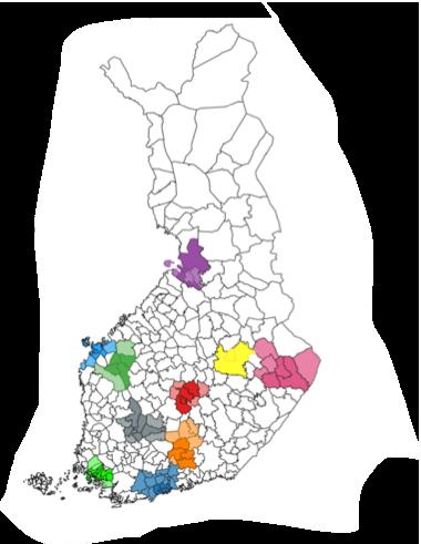 Väestöennusteen kohteena olevat kaupunkiseudut ja ydinkaupunkiseudut KAUPUNKISEUTU KAUPUNKISEUDUN KUNNAT (KAUPUNKI- SEUDUN KESKUSKAUPUNKI LIHAVOITU) YDINKAUPUNKISEUDUN KUNNAT HELSINGIN TAMPEREEN