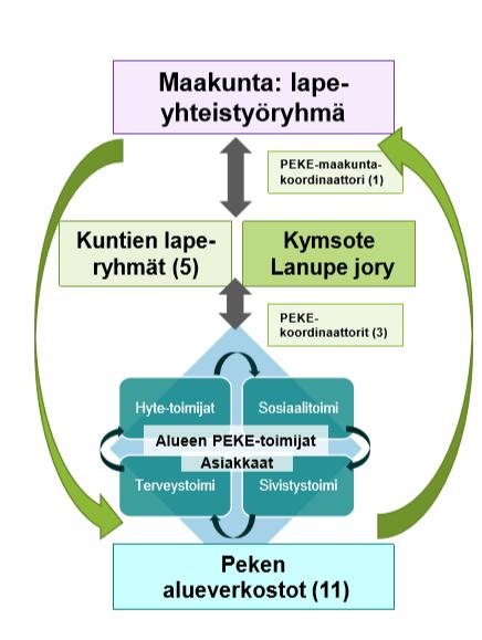 Kymenlaakson LAPE- verkostojohtamisen malli, lapejohdon työpajaprosessi Johdon työpajat jatkokehittämiskohteet