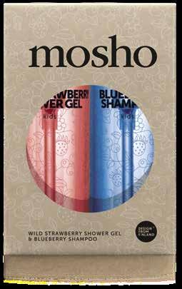 suihkuhetkiin satumetsän tuntua. Kids-pakkaus sisältää metsämansikalta tuoksuvan suihkugeelin ja raikkaan mustikkashampoon.