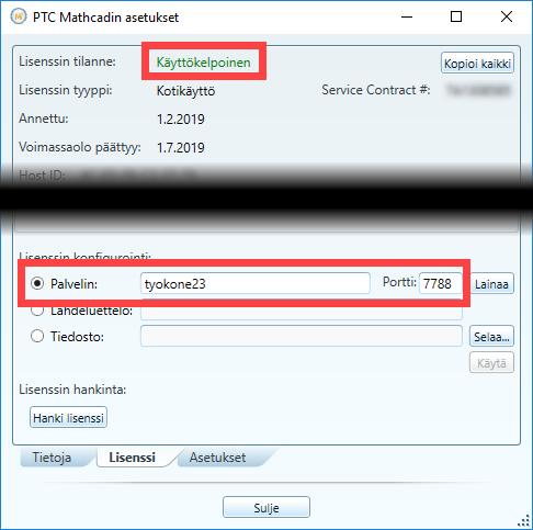 Jos palvelu lähti käyntiin, saat alla olevan viestin: Detecting lmgrd processes...] License server status: 7788@tyokone23 License file(s) on tyokone23: C:\ptc\lm_XXXXXXXXXXXX.