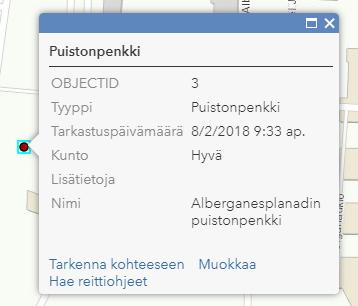 Kohteita on mahdollista lisätä kartalle ja muokata myös ArcGIS Onlinessa.