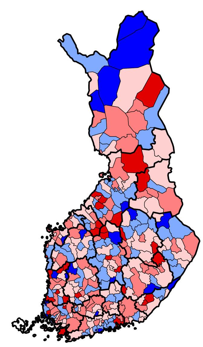 Tilikauden tulos 2018, euroa/asukas Suurimmat arvot (Manner-Suomi): 1.